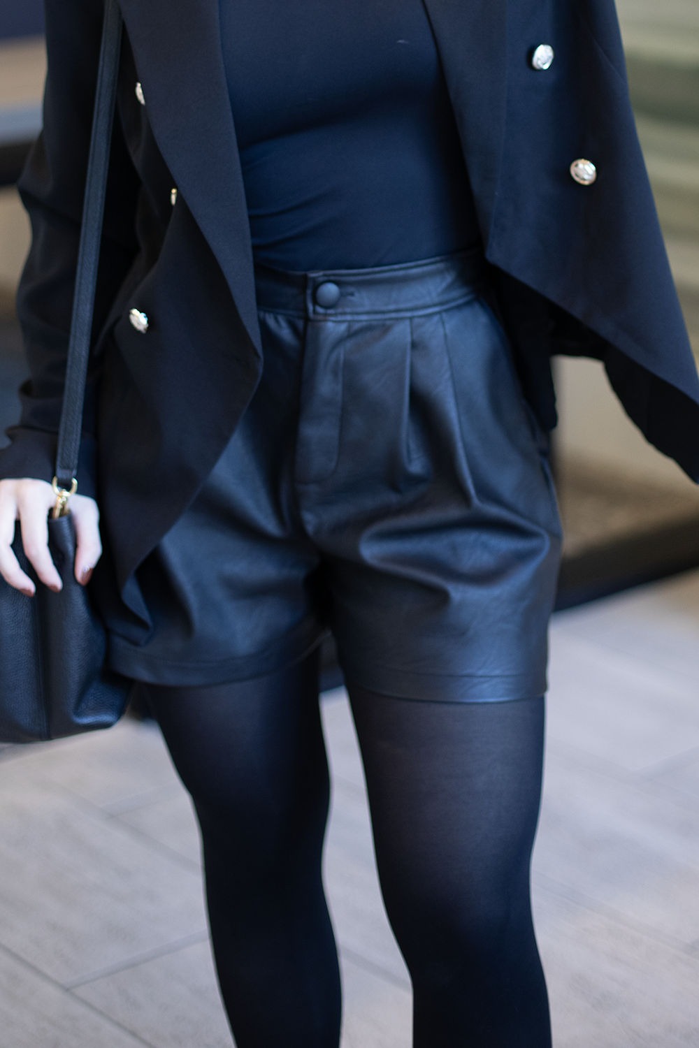 Black Faux Leather Shorts