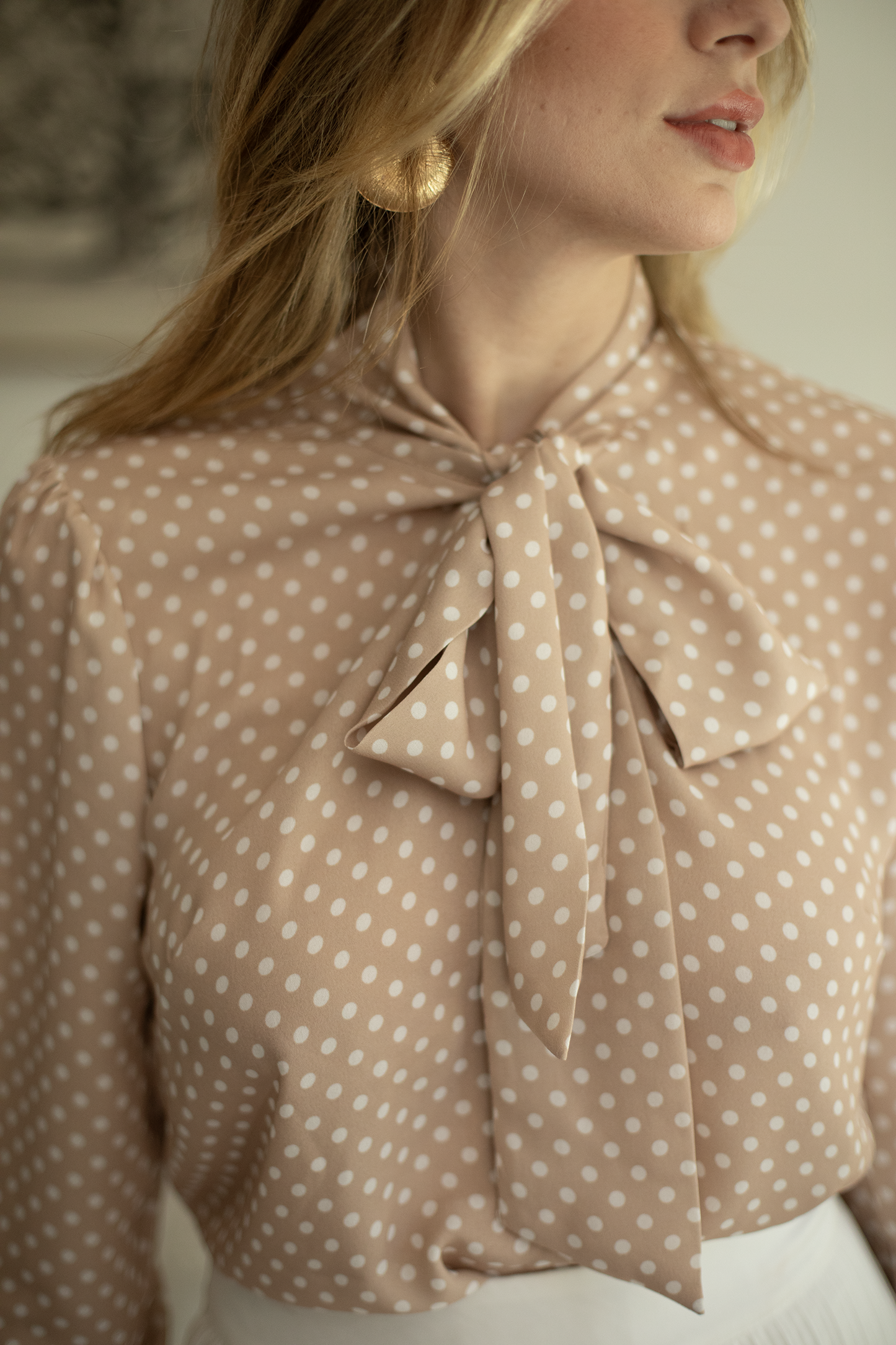 Beige Polka Dot Blouse