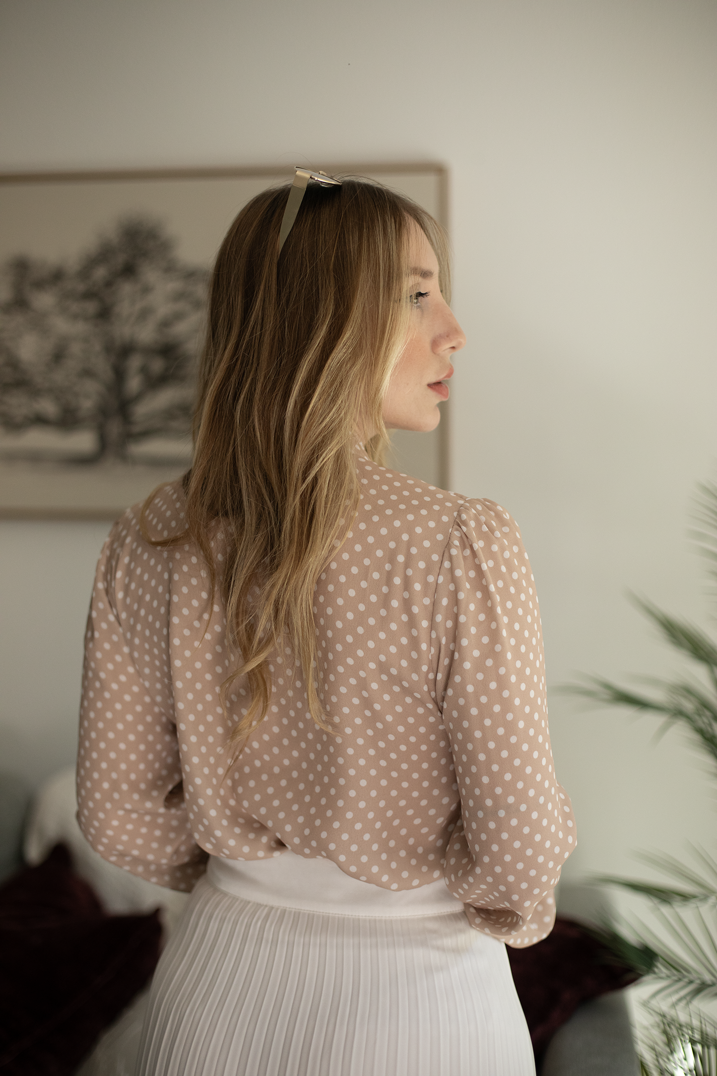 Beige Polka Dot Blouse