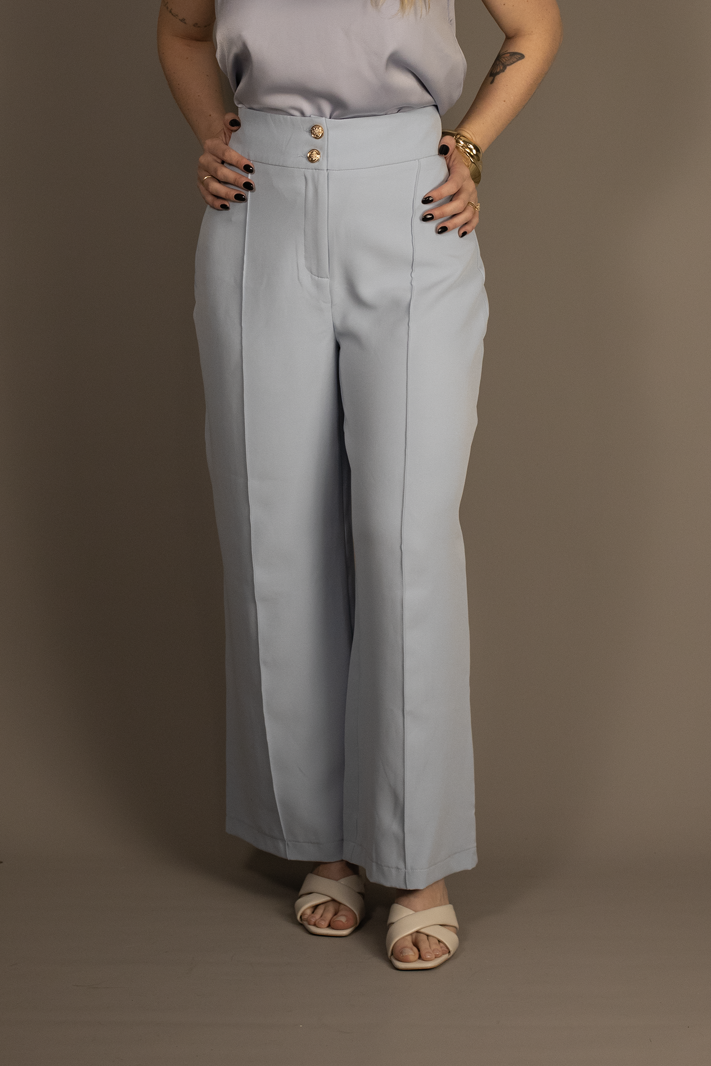 Light Blue Wide Leg Suit Pants
