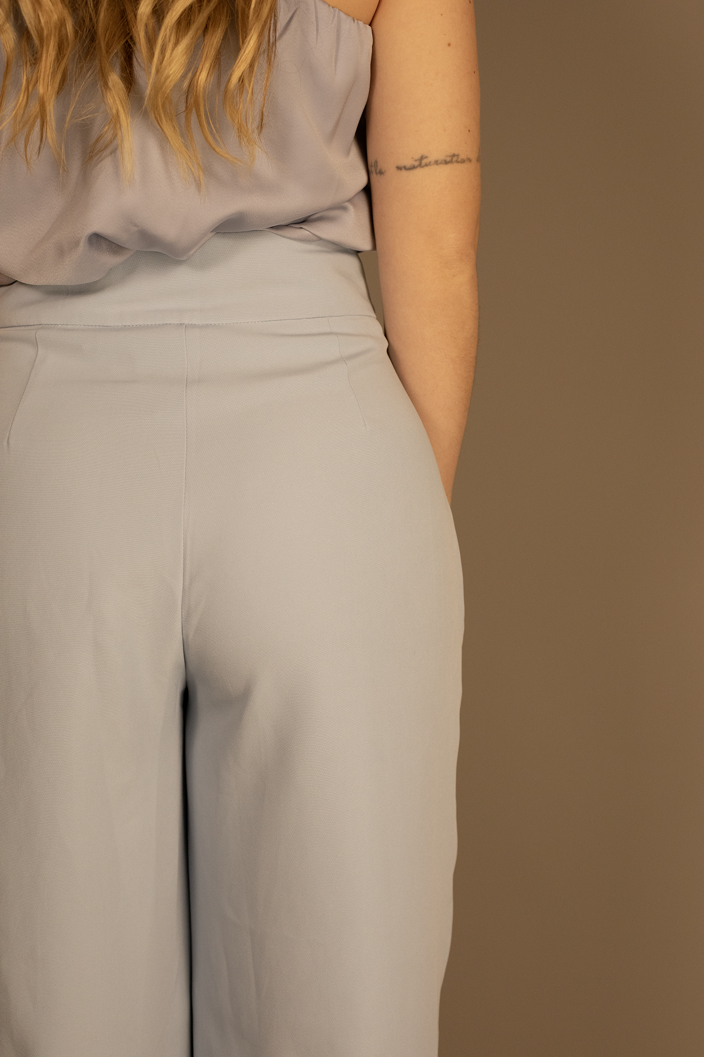 Light Blue Wide Leg Suit Pants