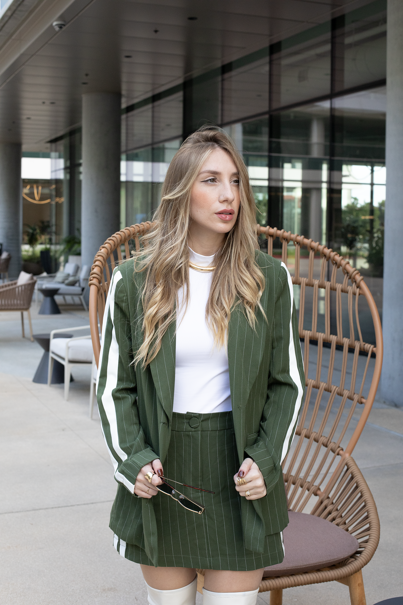 Green Pinstripe Blazer
