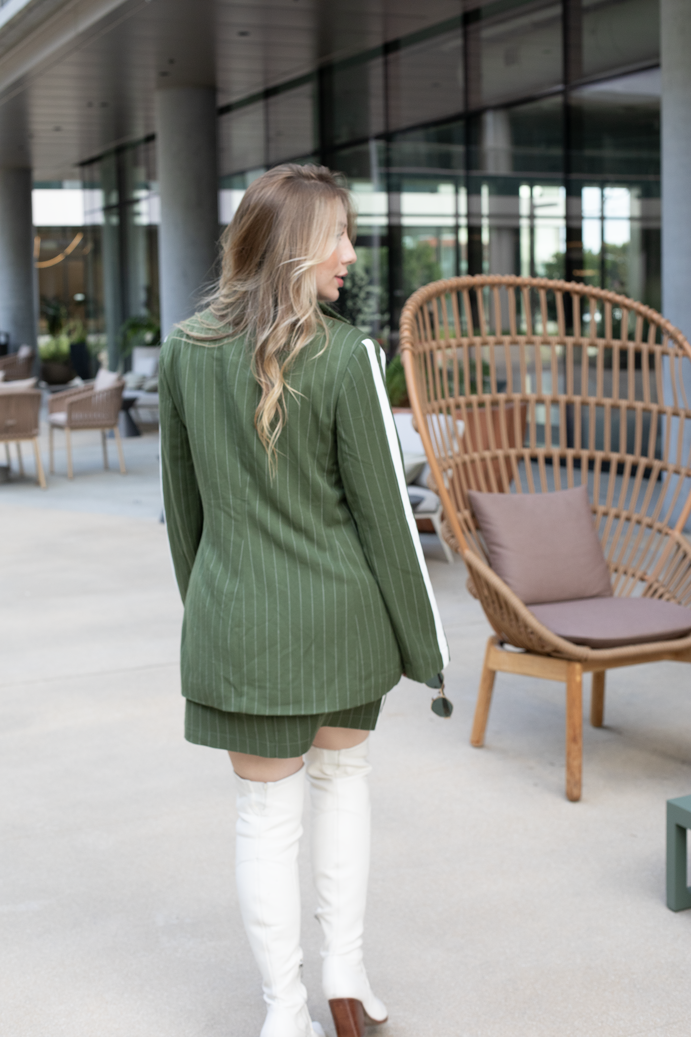Green Pinstripe Blazer