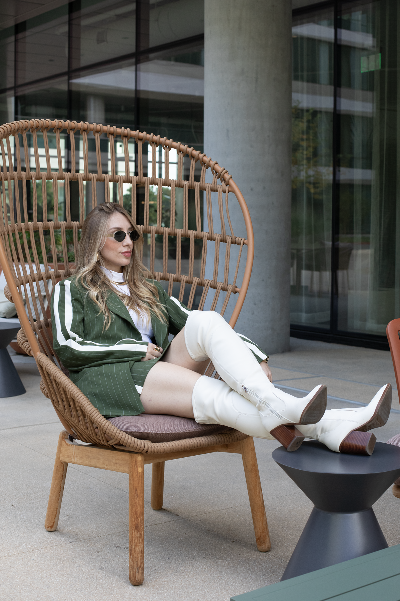Green Pinstripe Blazer