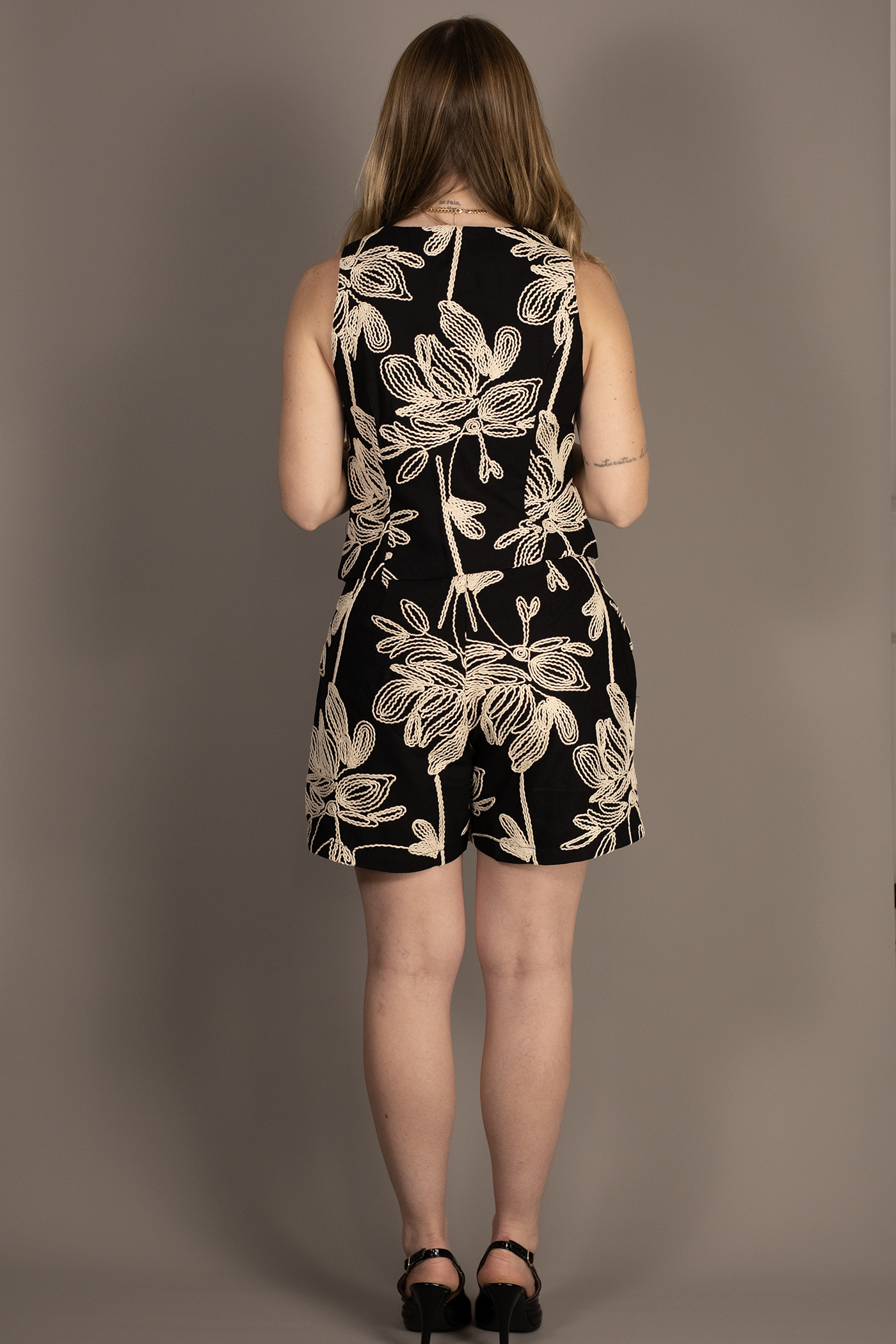 Black Sofia Vest and Shorts Set