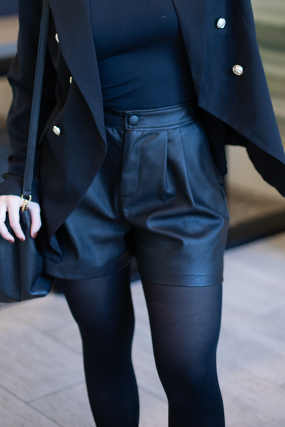 Black Faux Leather Shorts