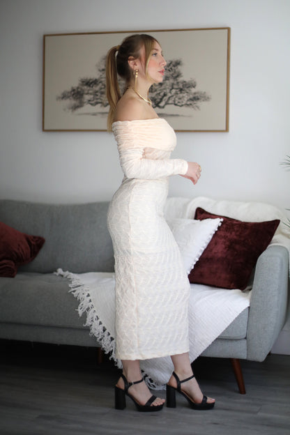 Textured Shoulder Midi Dress