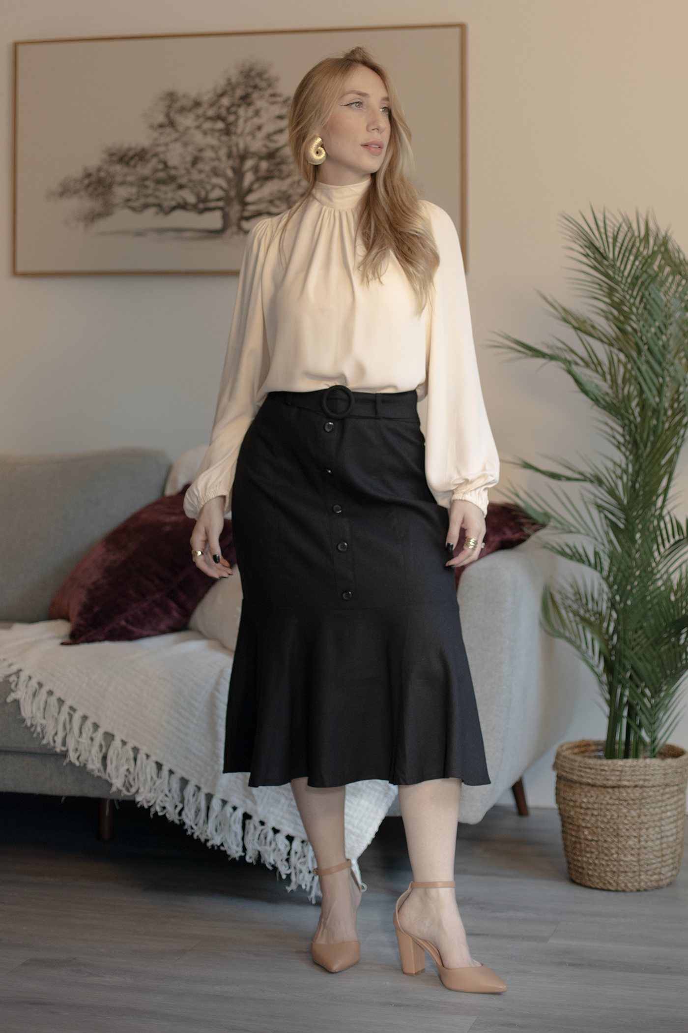 Linen Diana Midi Skirt