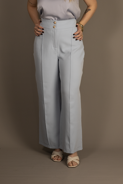 Light Blue Wide Leg Suit Pants