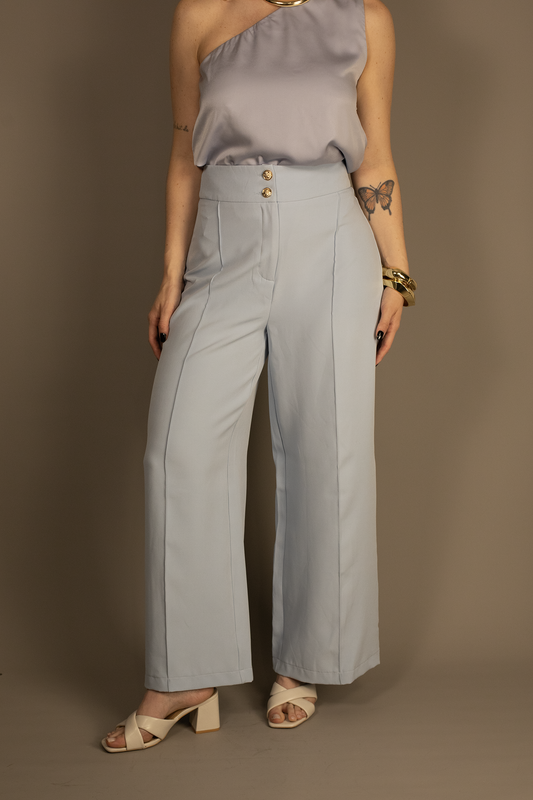 Light Blue Wide Leg Suit Pants