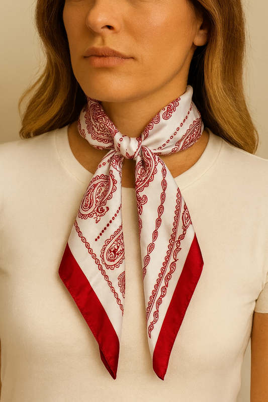 Red Paisley Satin Ribbon Scarf
