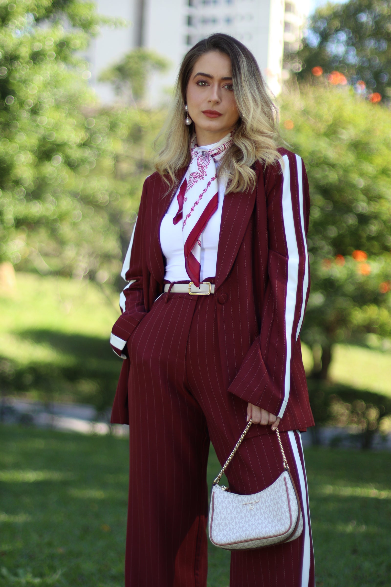 Loubucca Pinstripe Wide-Leg Tailored Pants