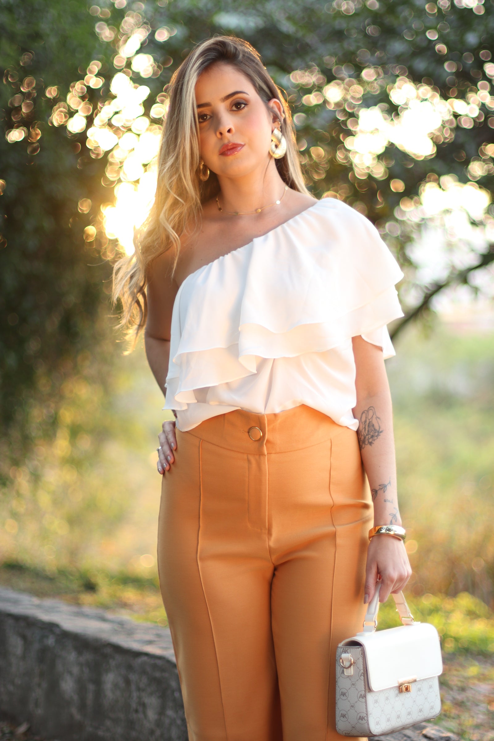 Dunamis Caramel Straight Tailored Pants