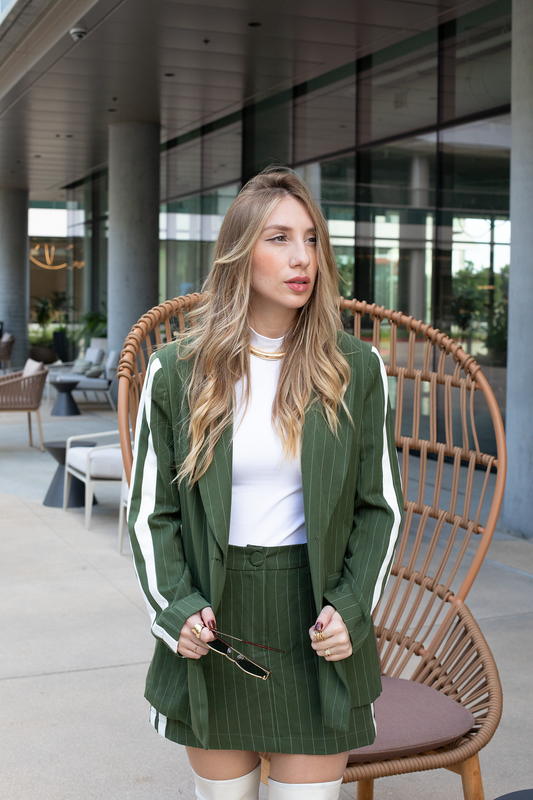 Green Pinstripe Blazer