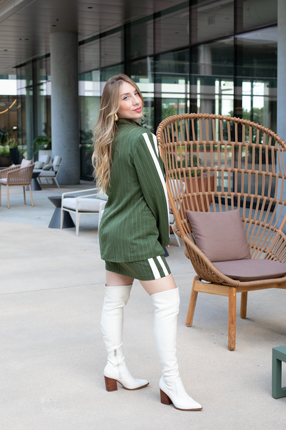 Green Pinstripe Blazer