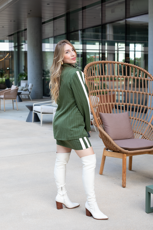 Green Pinstripe Blazer