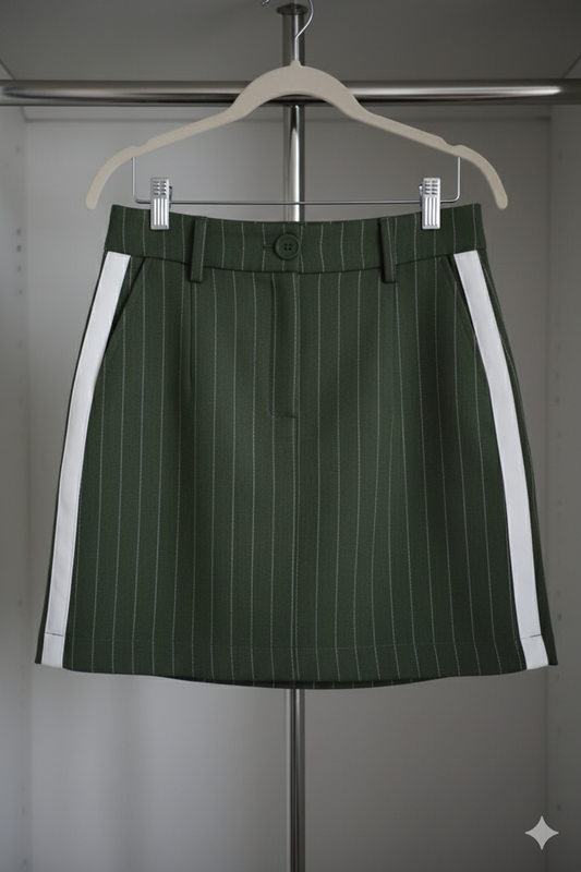 Green Pinstripe Mini Skirt