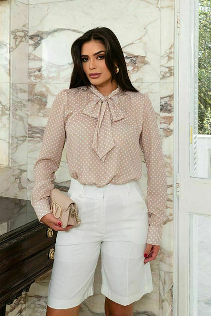 Beige Polka Dot Blouse
