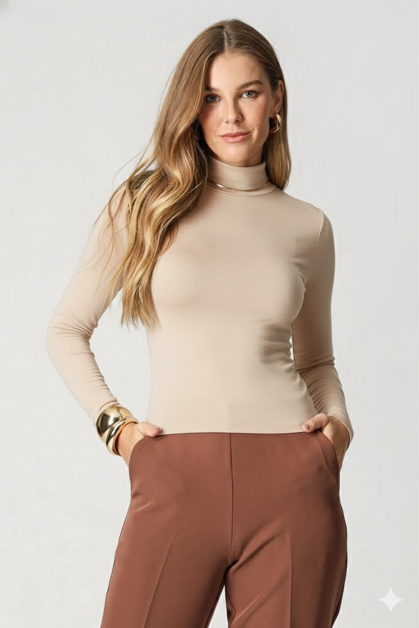 Trimix Long Sleeve Collared Blouse