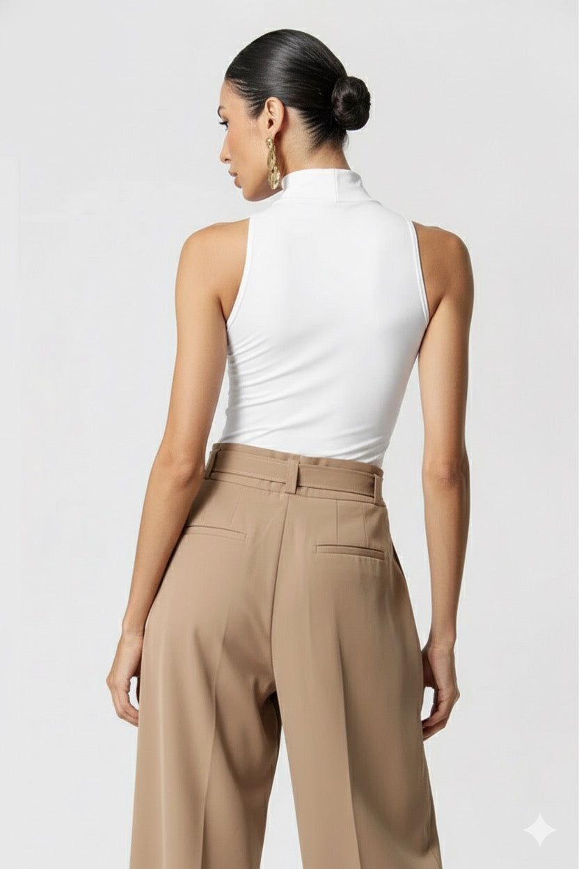 Trimix Sleeveless Collared Blouse