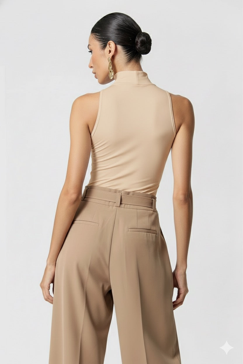 Trimix Sleeveless Collared Blouse