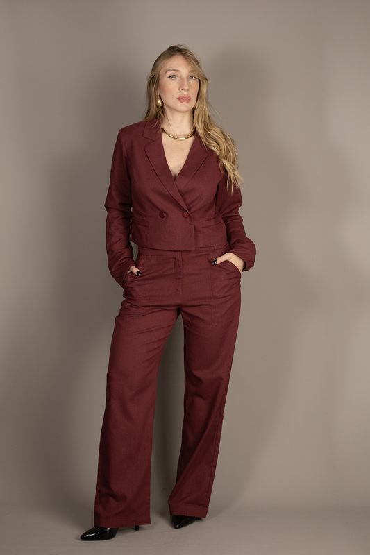 Burgundy Lily Cropped Blazer