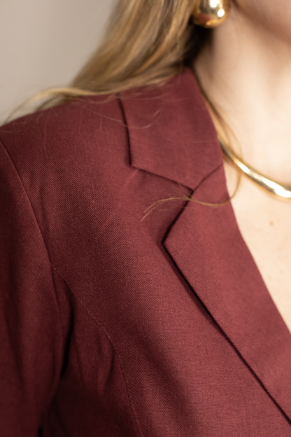 Burgundy Lily Cropped Blazer Set