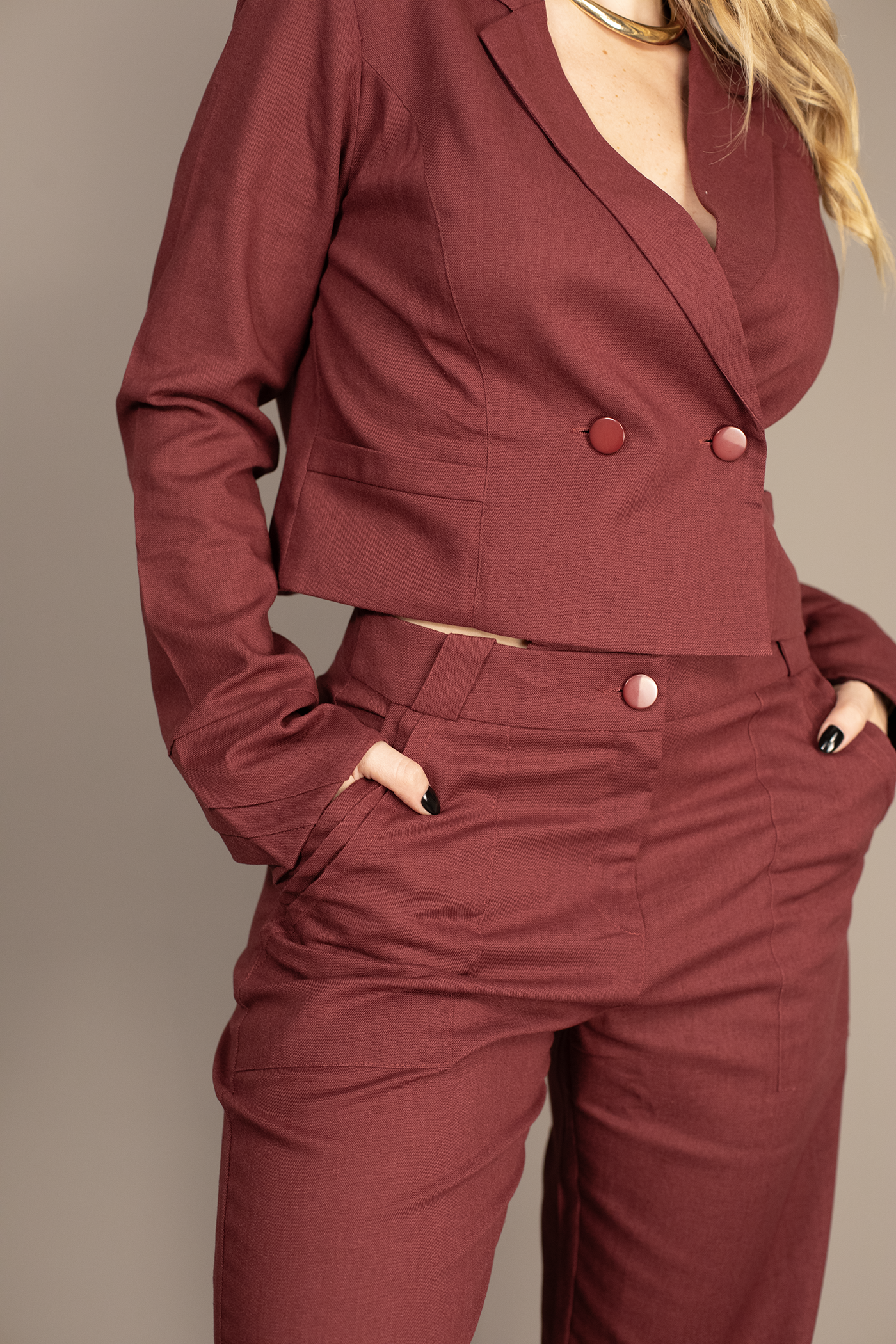 Burgundy Lily Cropped Blazer