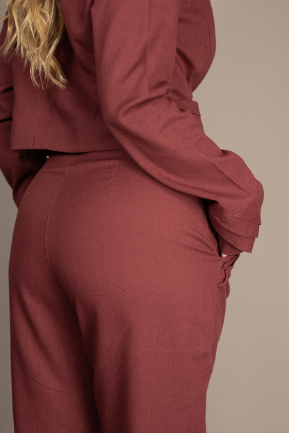 Burgundy Lily Cropped Blazer
