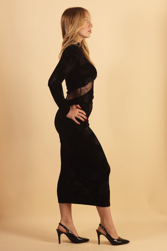 Black Velvet Midi Dress