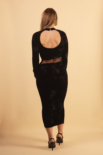 Black Velvet Midi Dress