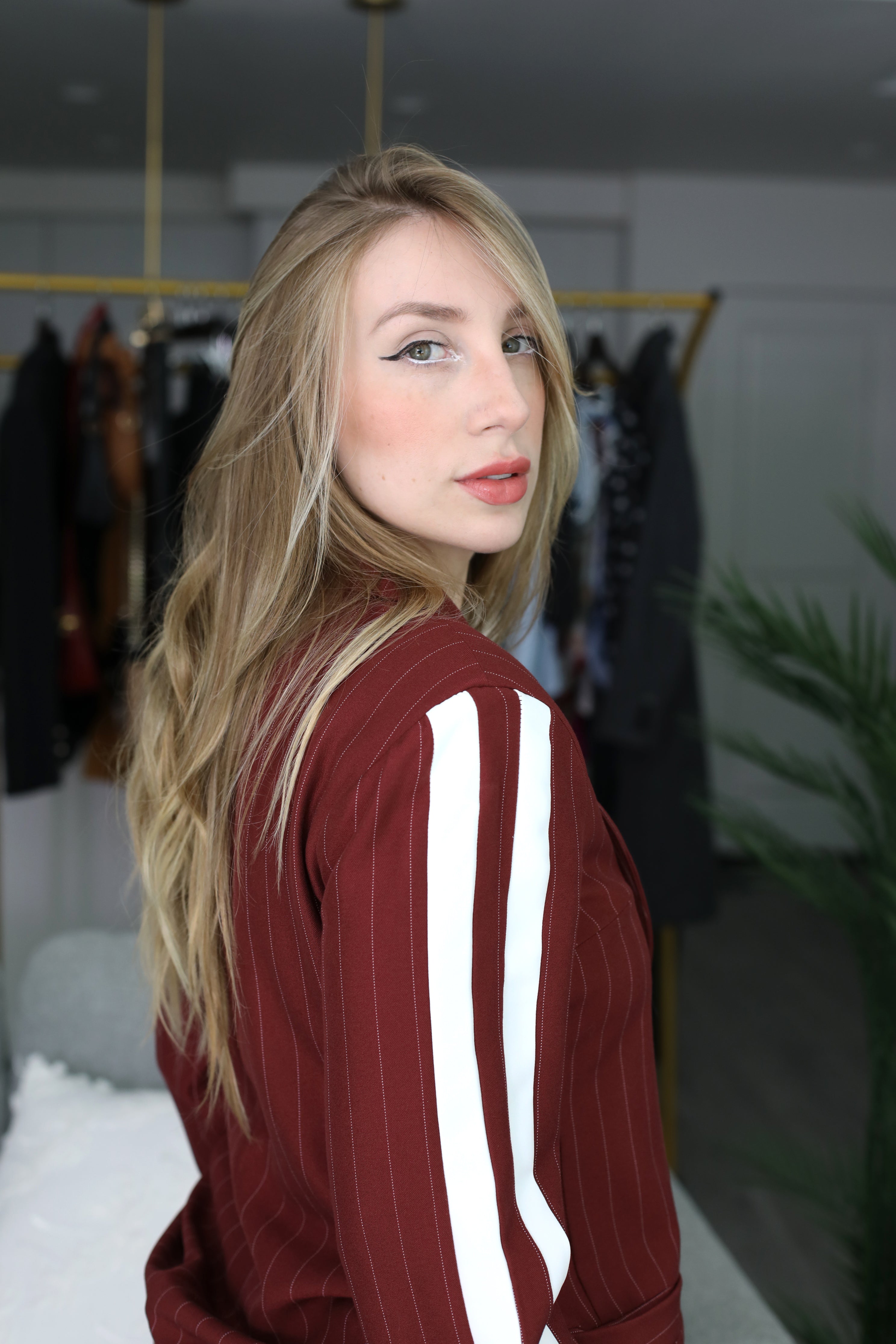 Red Pinstripe Blazer