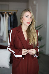 Loubucca Pinstripe Tailored Red Blazer