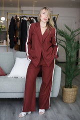 Loubucca Pinstripe Tailored Red Blazer