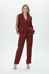 Loubucca Pinstripe Tailored Red Blazer