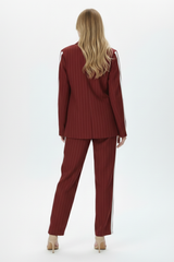 Loubucca Pinstripe Tailored Red Blazer