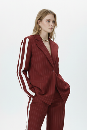 Loubucca Pinstripe Tailored Red Blazer