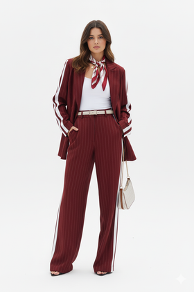 Loubucca Pinstripe Wide-Leg Tailored Pants