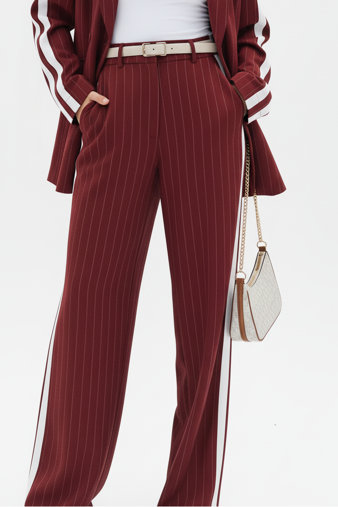 Loubucca Pinstripe Wide-Leg Tailored Pants