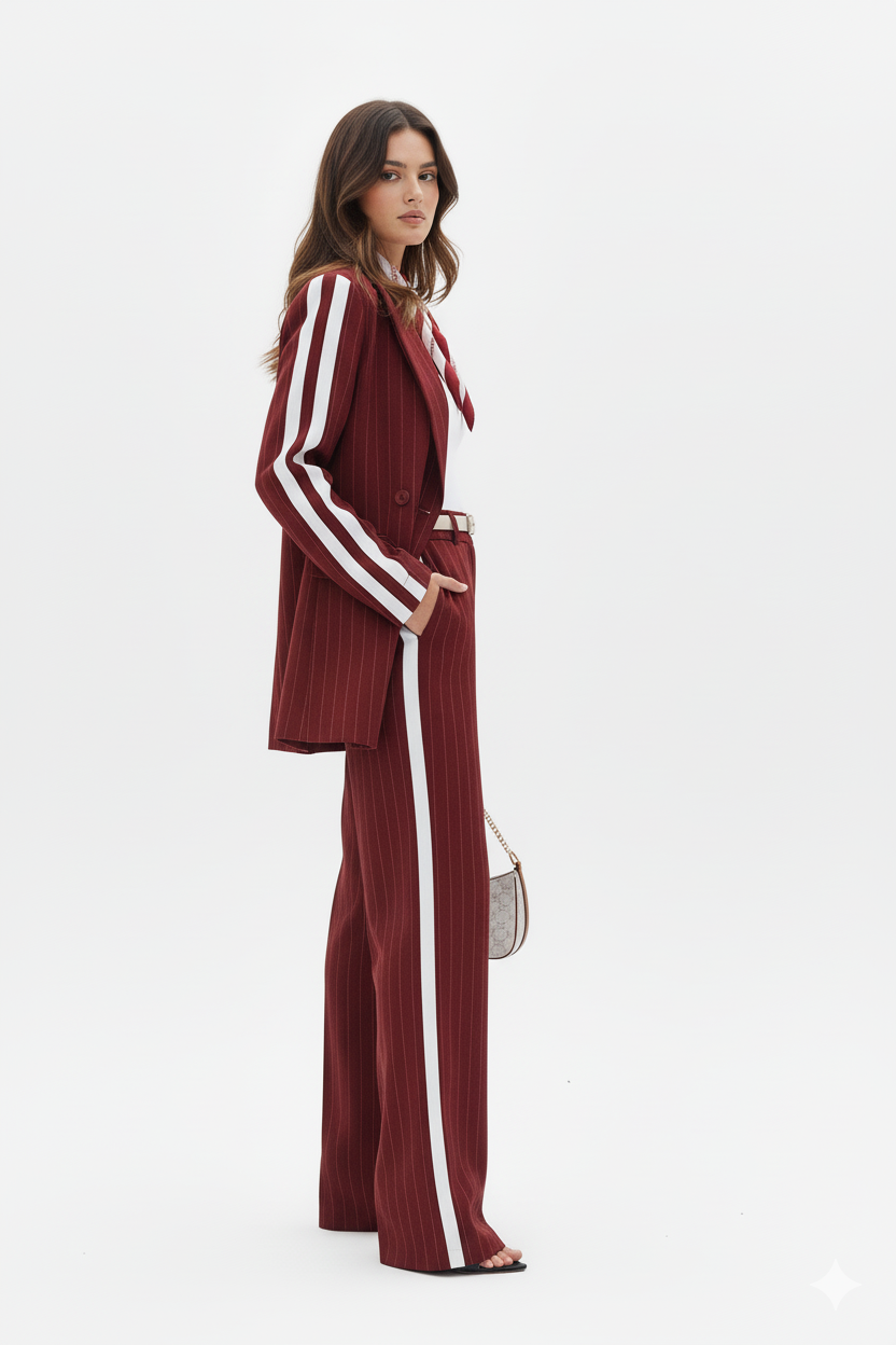 Loubucca Pinstripe Wide-Leg Tailored Pants