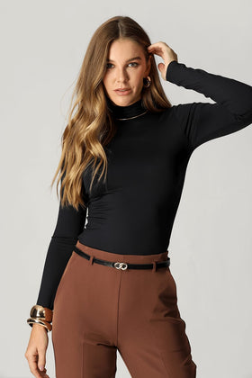 Trimix Long Sleeve Collared Blouse