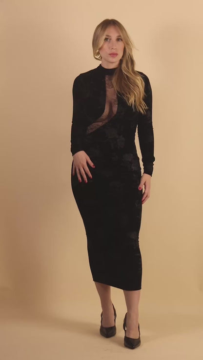 Black Velvet Midi Dress